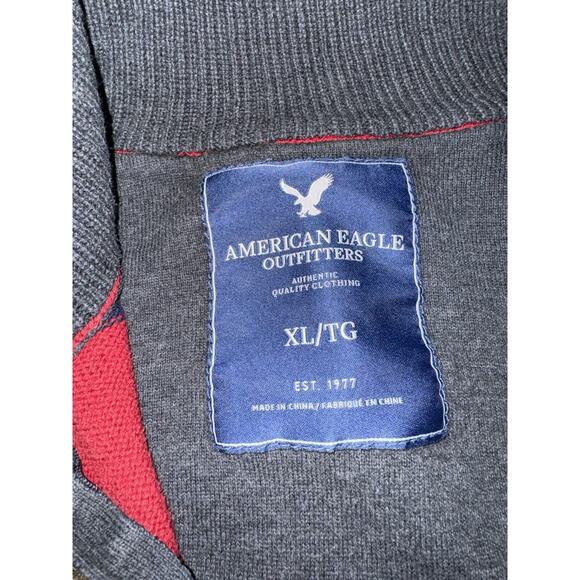 American Eagle Outfitter Men's L/XL Long Sleeve 1/4 Zip Pullover Sweater Stripes - Picture 4 of 10